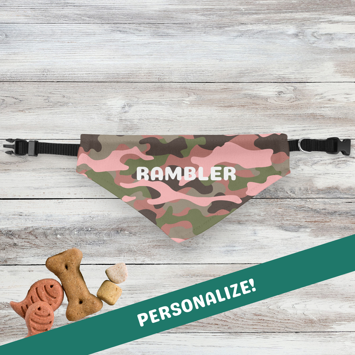 Personalized Clip-on Pet Bandana - Pink Camo