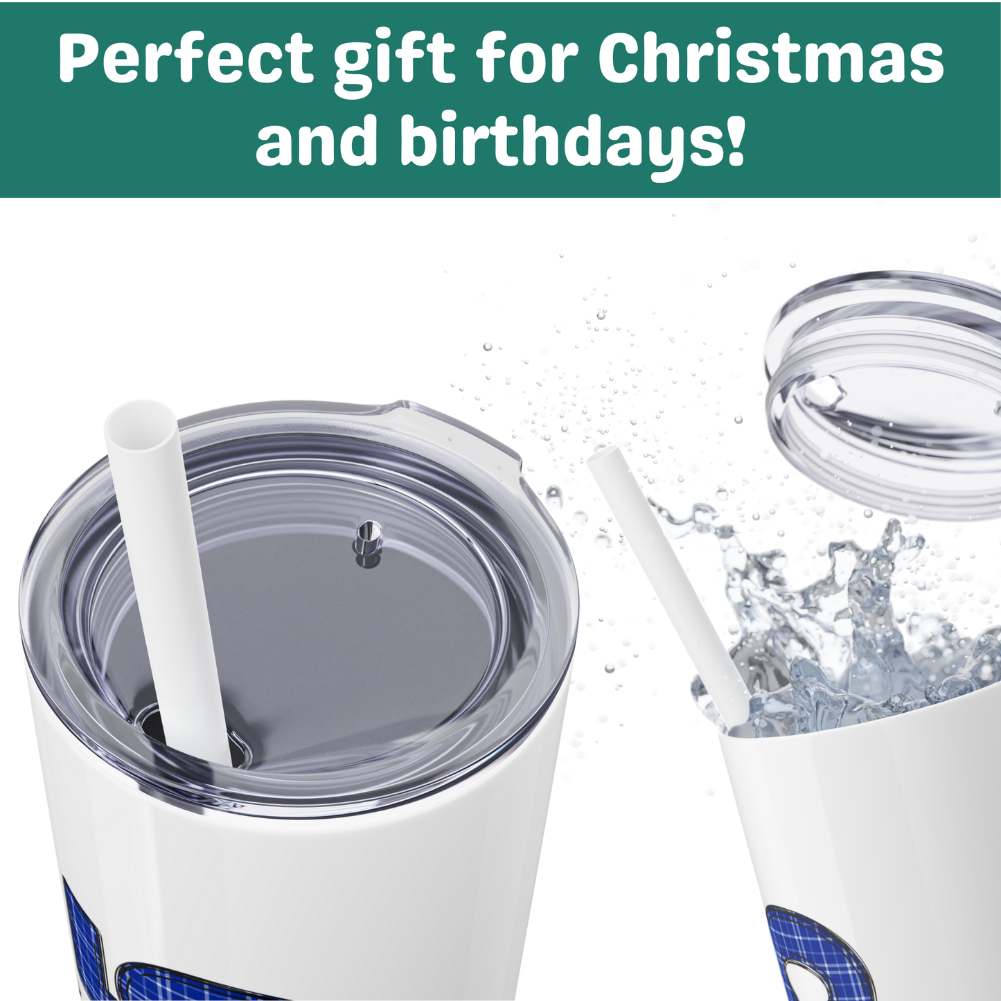 Skinny Tumbler with Straw - Royal & Vivid Azure Blue 2025