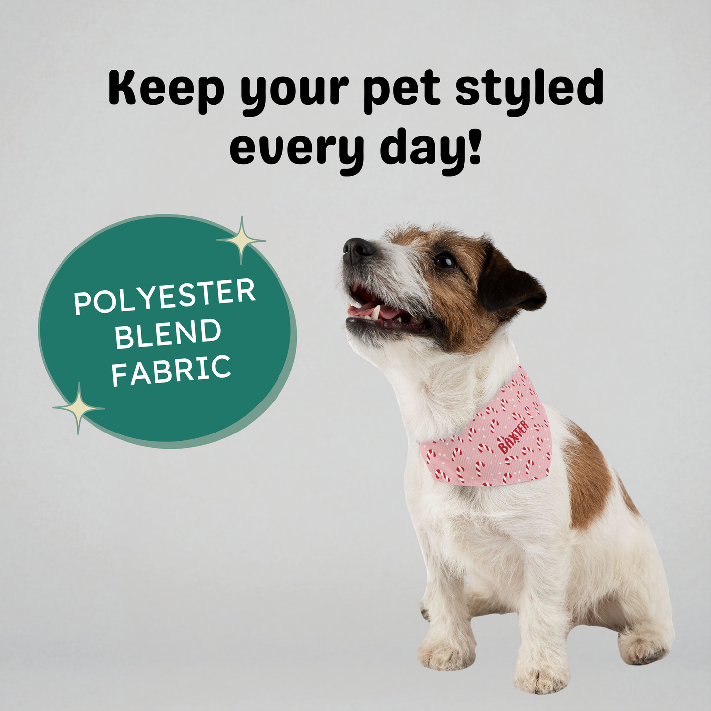 Personalized Clip-on Pet Bandana - Candy Canes