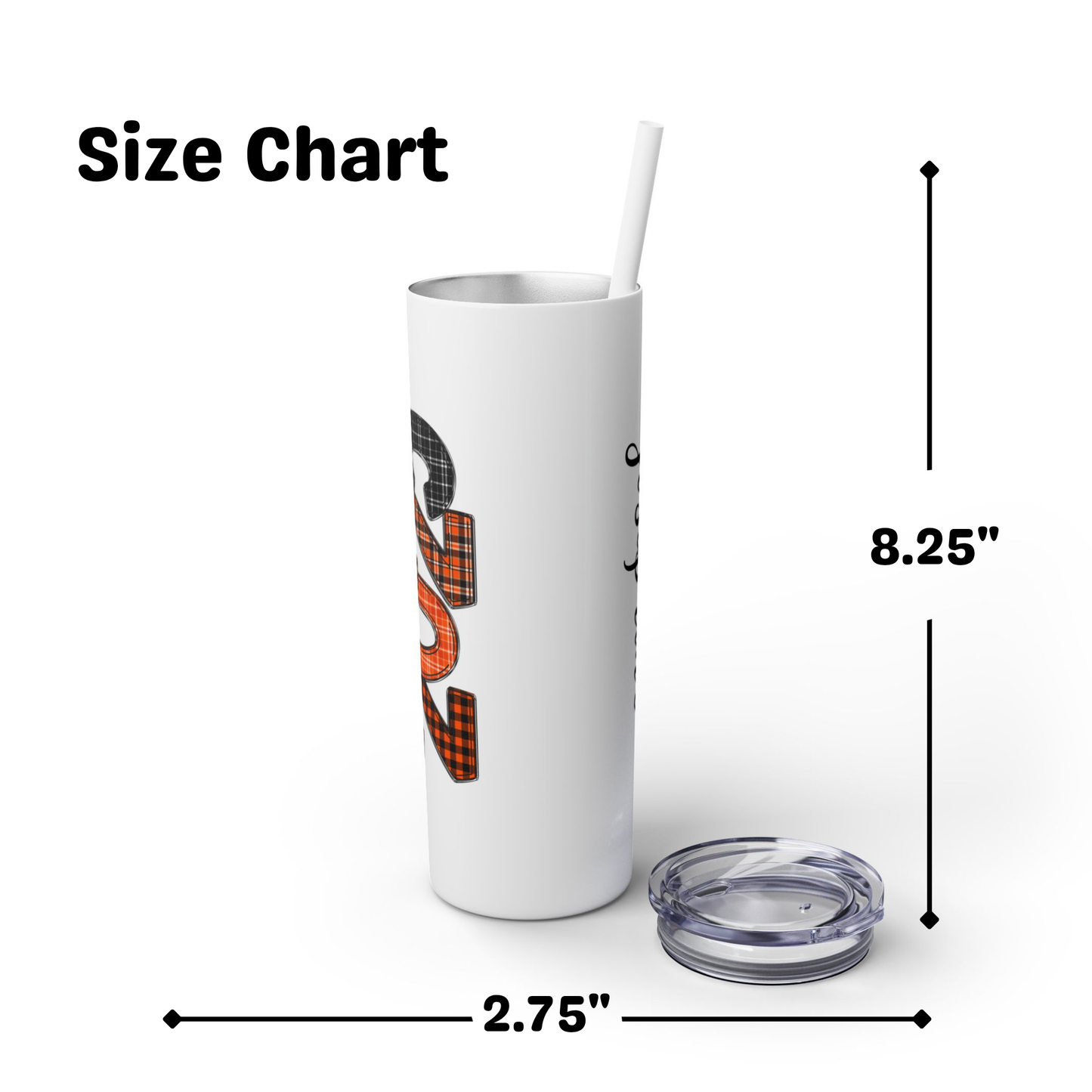 Skinny Tumbler with Straw - Orange & Black 2025