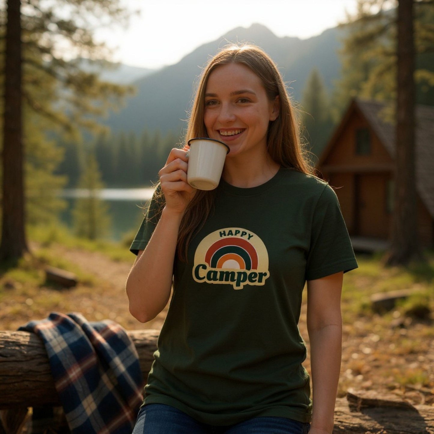 Happy Camper T-shirt - Green
