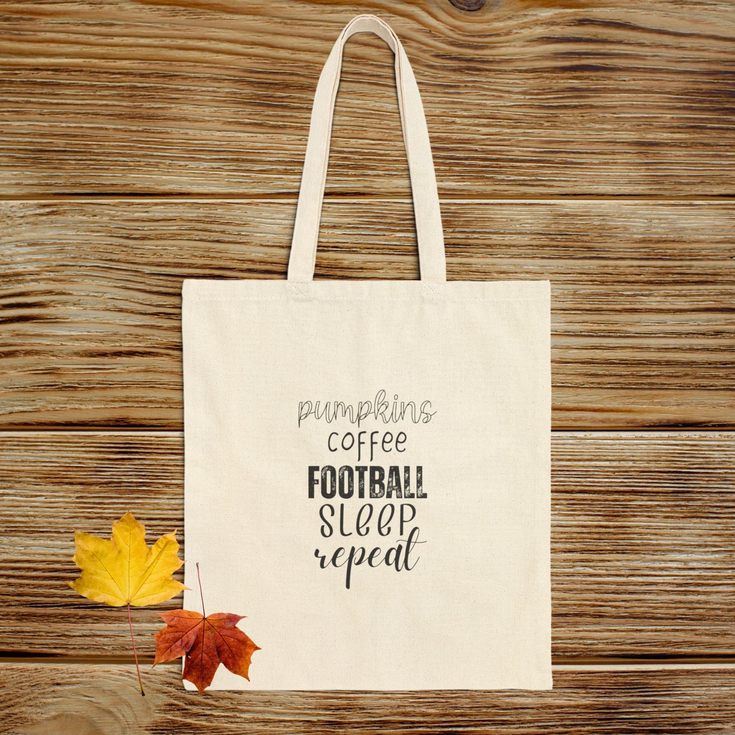 Pumpkins, Coffee, Football, Sleep, Repeat Tote Bag