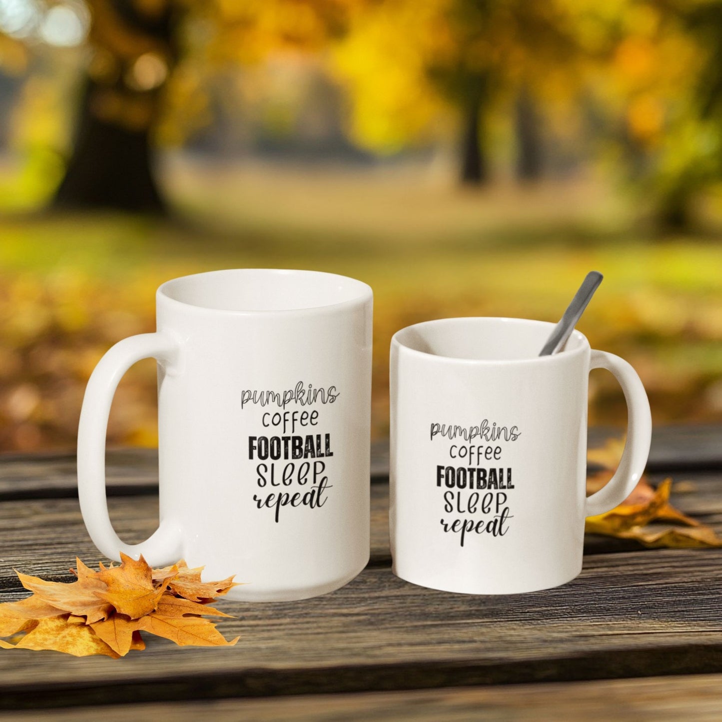 Pumpkins Coffee Football Sleep Repeat Mug