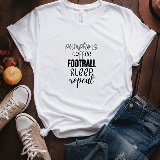 Pumpkins, Coffee, Football, Sleep, Repeat T-Shirt