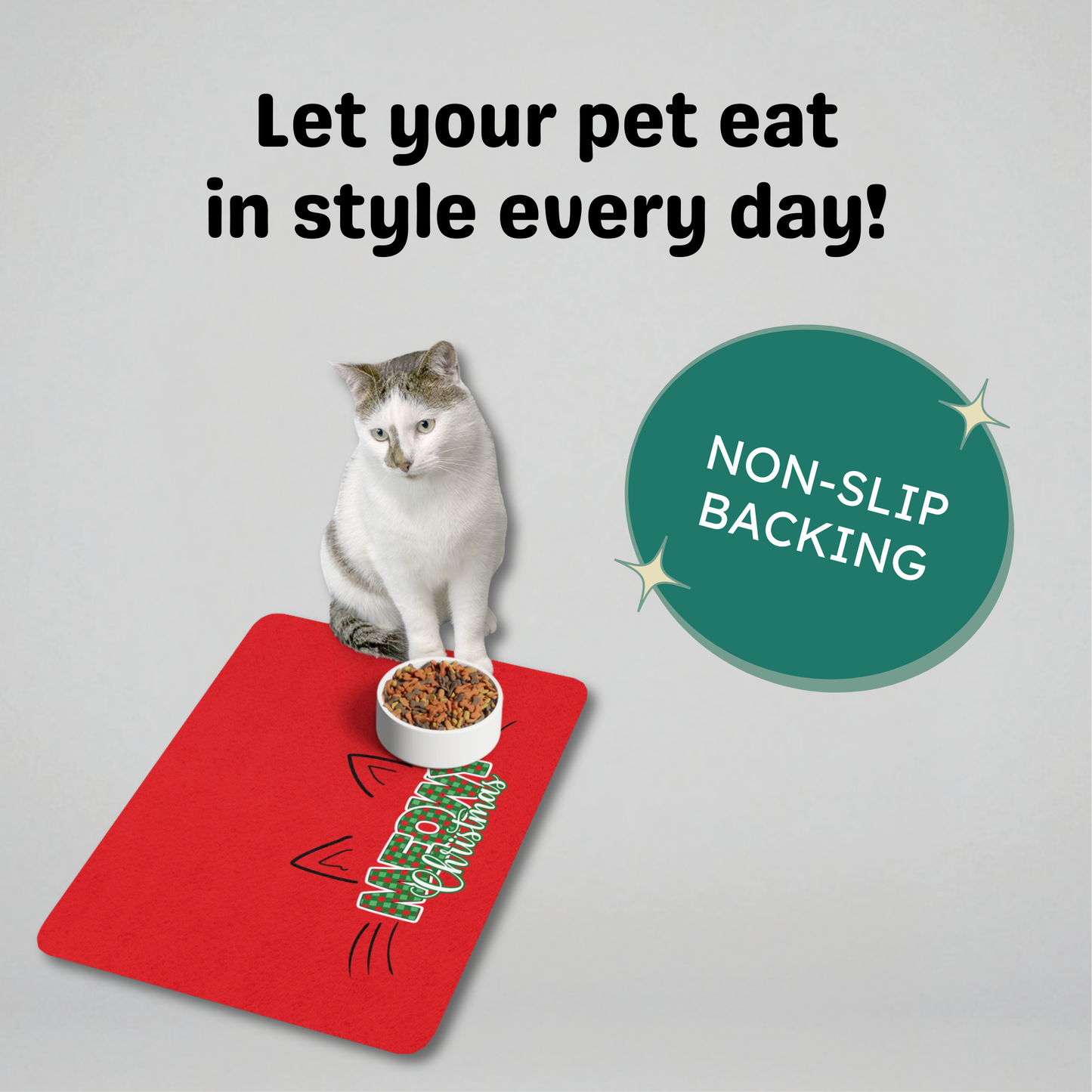 Meowy Christmas Pet Food Mat