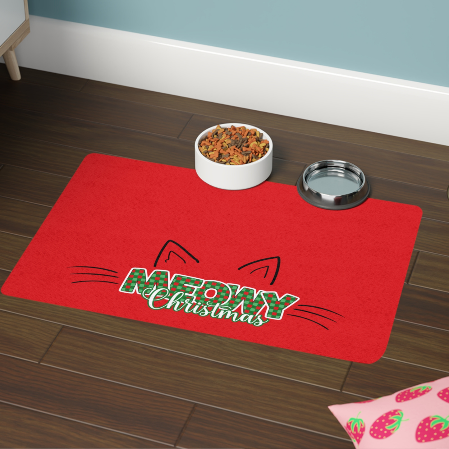 Meowy Christmas Pet Food Mat