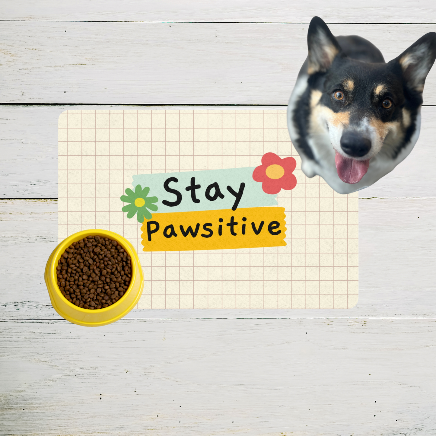 Stay Pawsitive Pet Food Mat