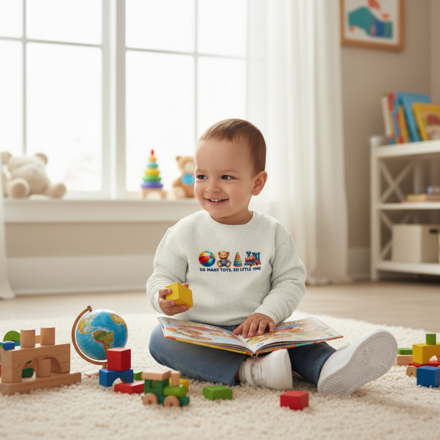 So Many Toys, So Little Time Toddler Sweatshirt