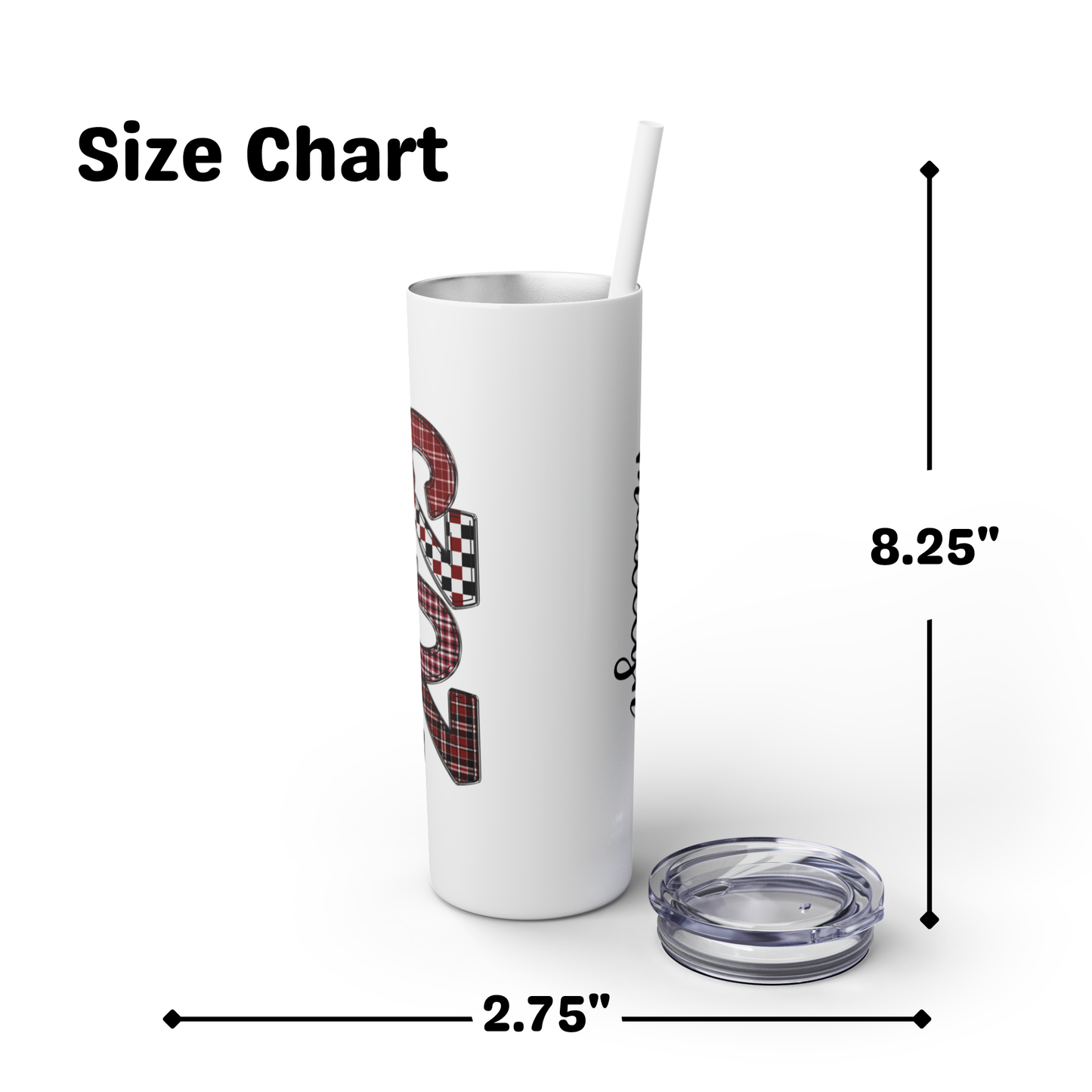 Skinny Tumbler with Straw - Crimson Red & Black 2025