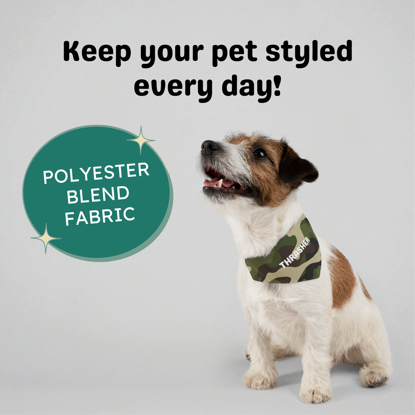 Personalized Clip-on Pet Bandana - Camo