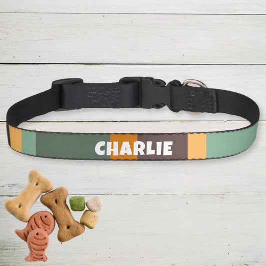 Clip-on Pet Collar - Green/Orange Stripes
