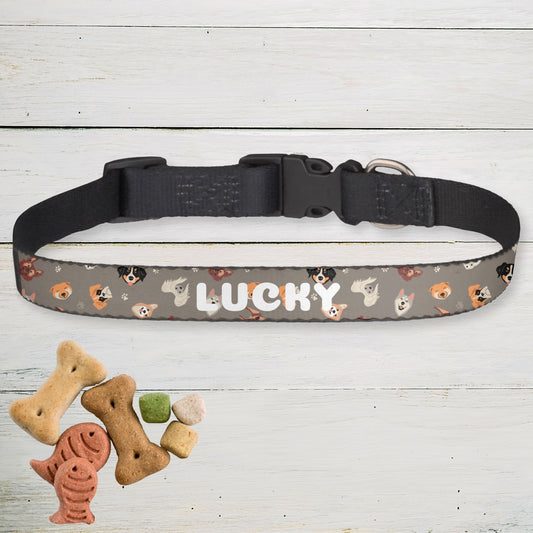 Clip-on Pet Collar - Dog Faces