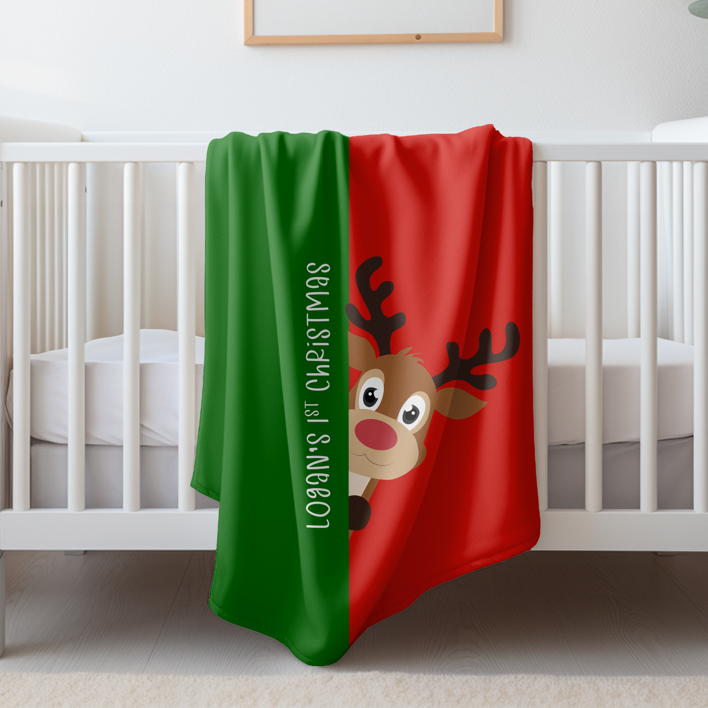 Custom Velveteen Plush Blanket - Christmas Green-Vivid Red