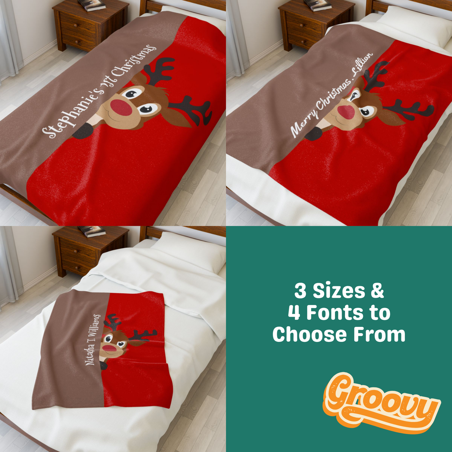 Custom Velveteen Plush Blanket - Earthy Brown-Vivid Red