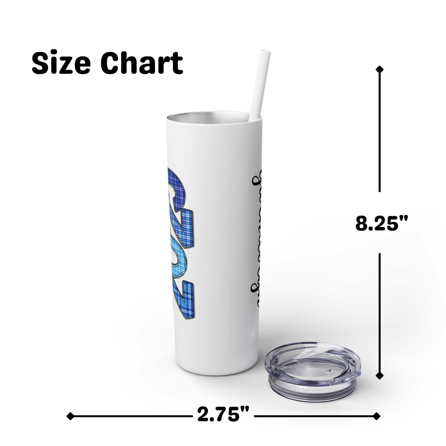 Skinny Tumbler with Straw - Royal & Vivid Azure Blue 2025