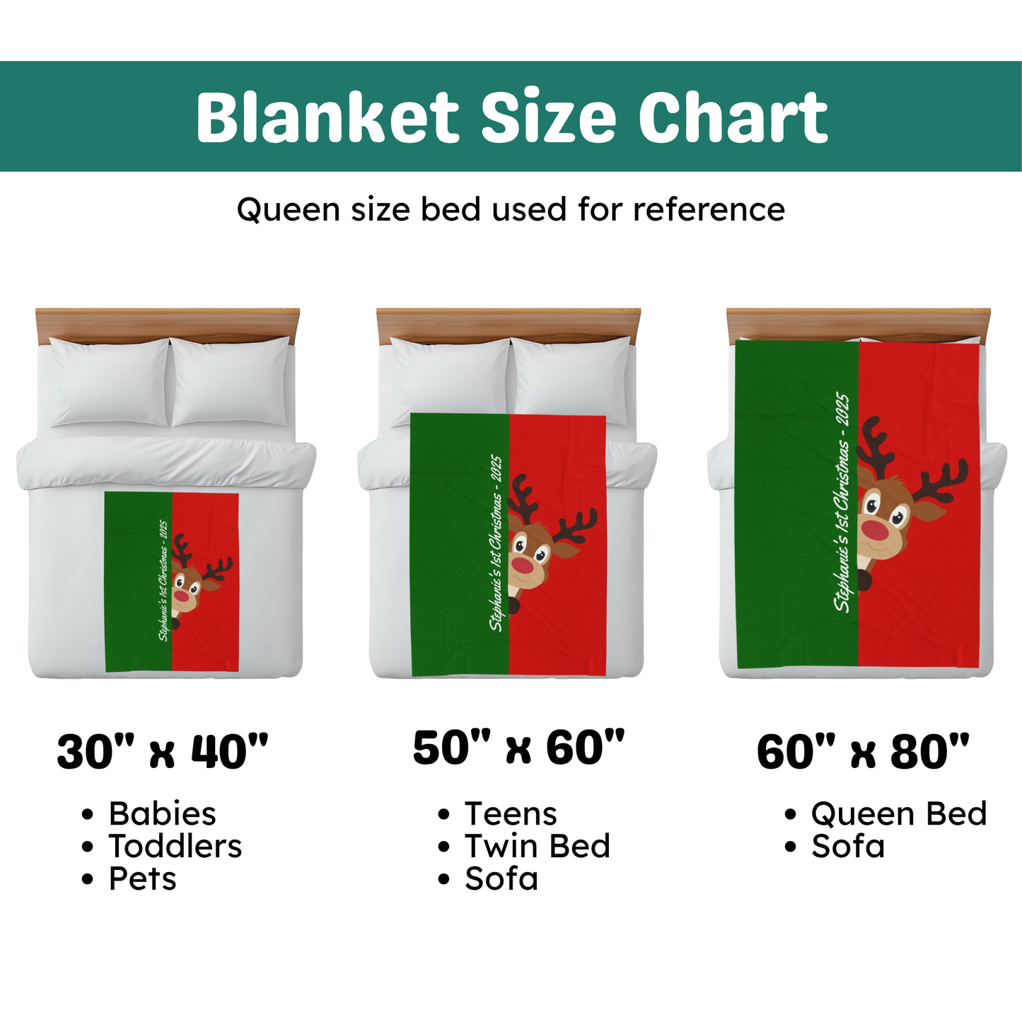 Custom Velveteen Plush Blanket - Christmas Green-Vivid Red