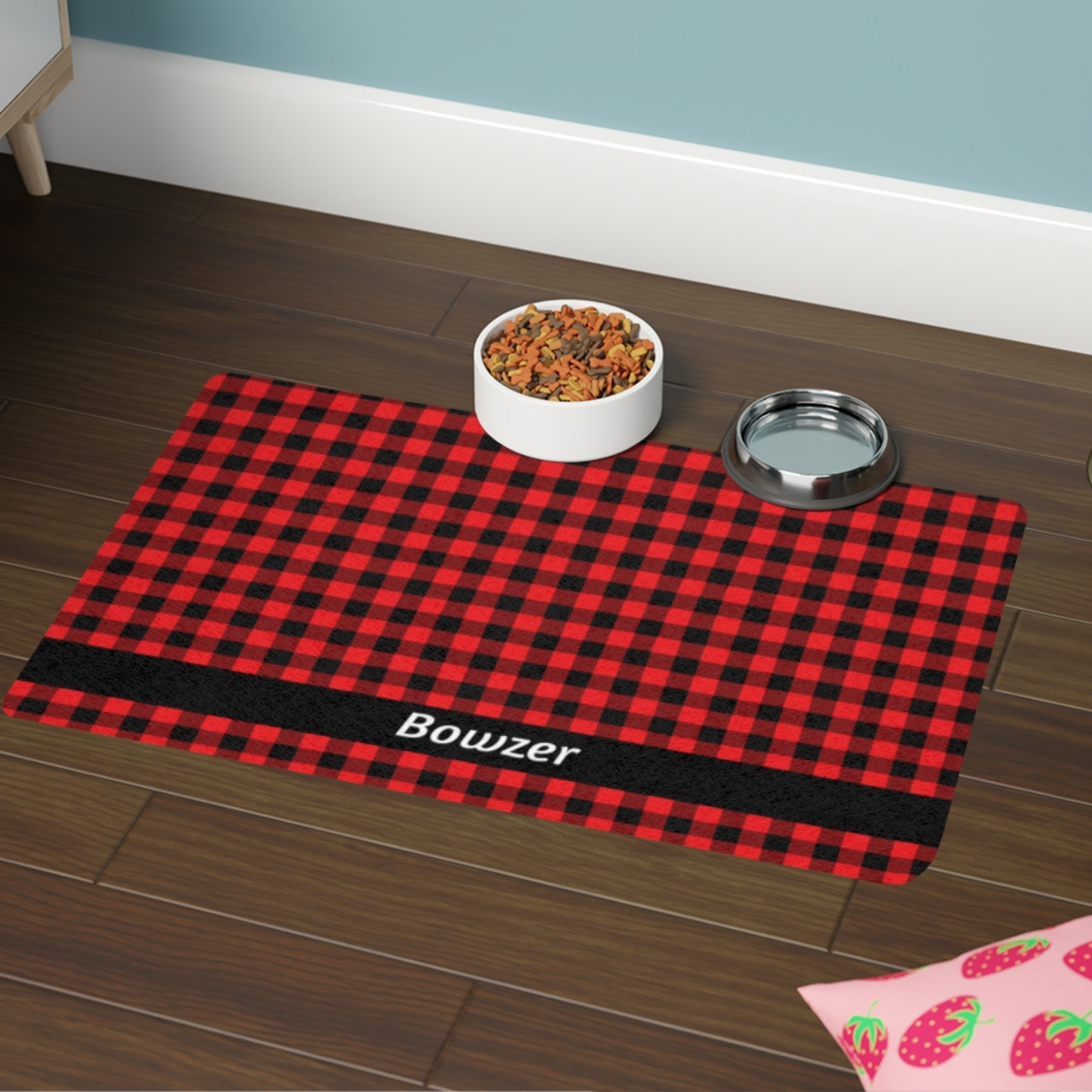 Custom Pet Food Mat - Buffalo Plaid