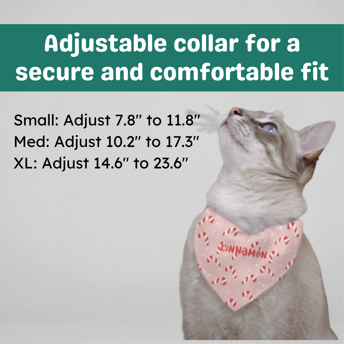 Personalized Clip-on Pet Bandana - Candy Canes