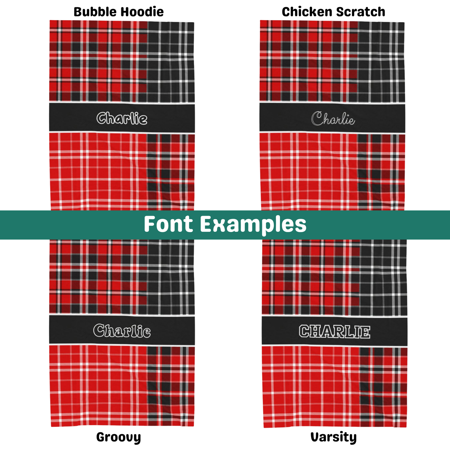 Custom Velveteen Plush Blanket - Red & Black Plaid