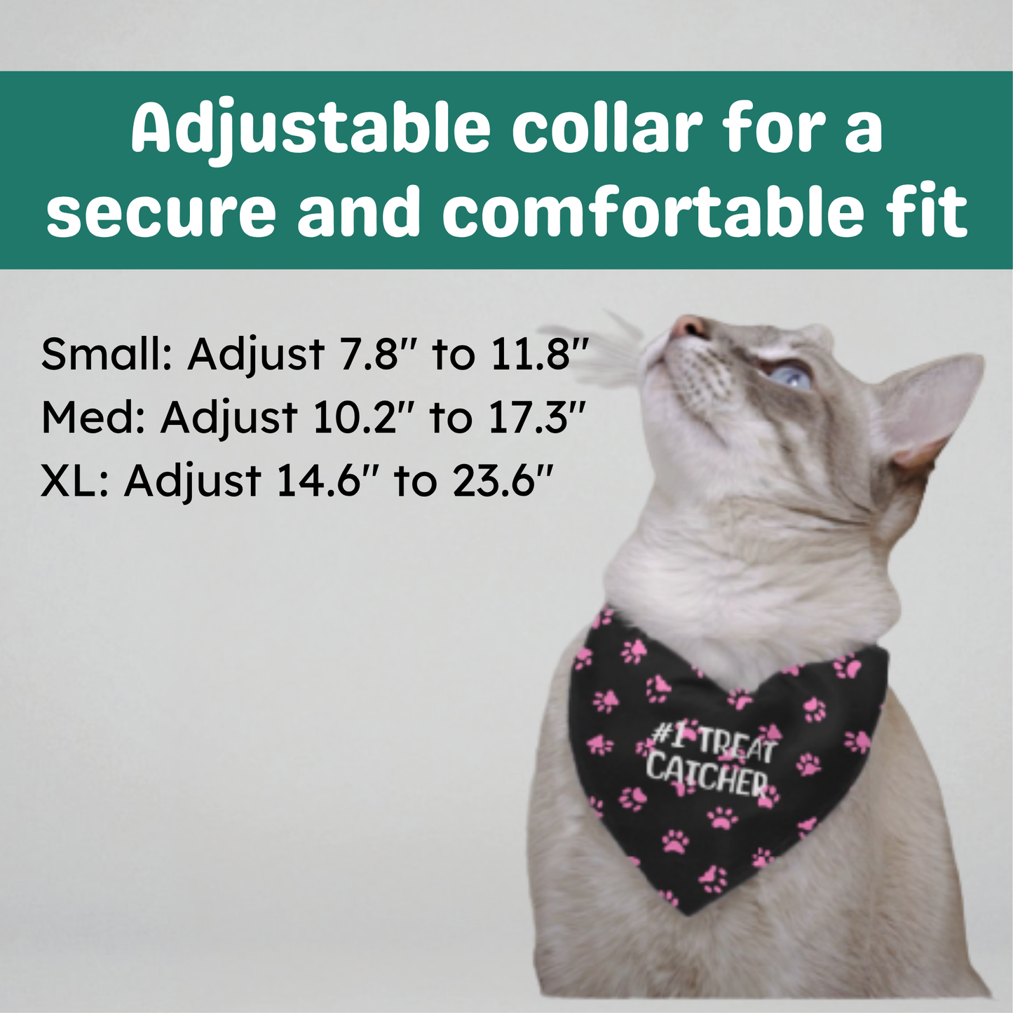 Personalized Clip-on Pet Bandana - Black with Pink Paw Prints