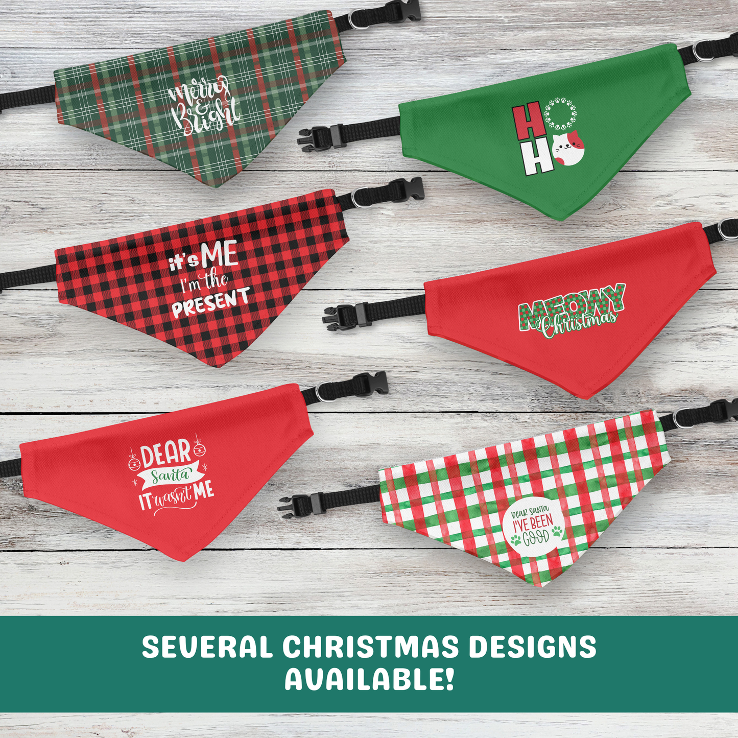 Personalized Clip-on Pet Bandana - Buffalo Plaid