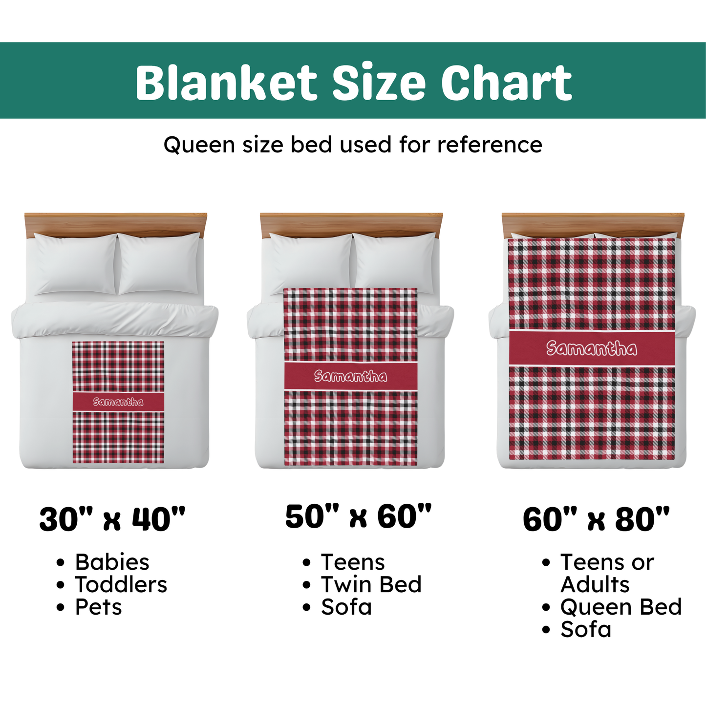 Custom Velveteen Plush Blanket - Crimson Red & Black Plaid