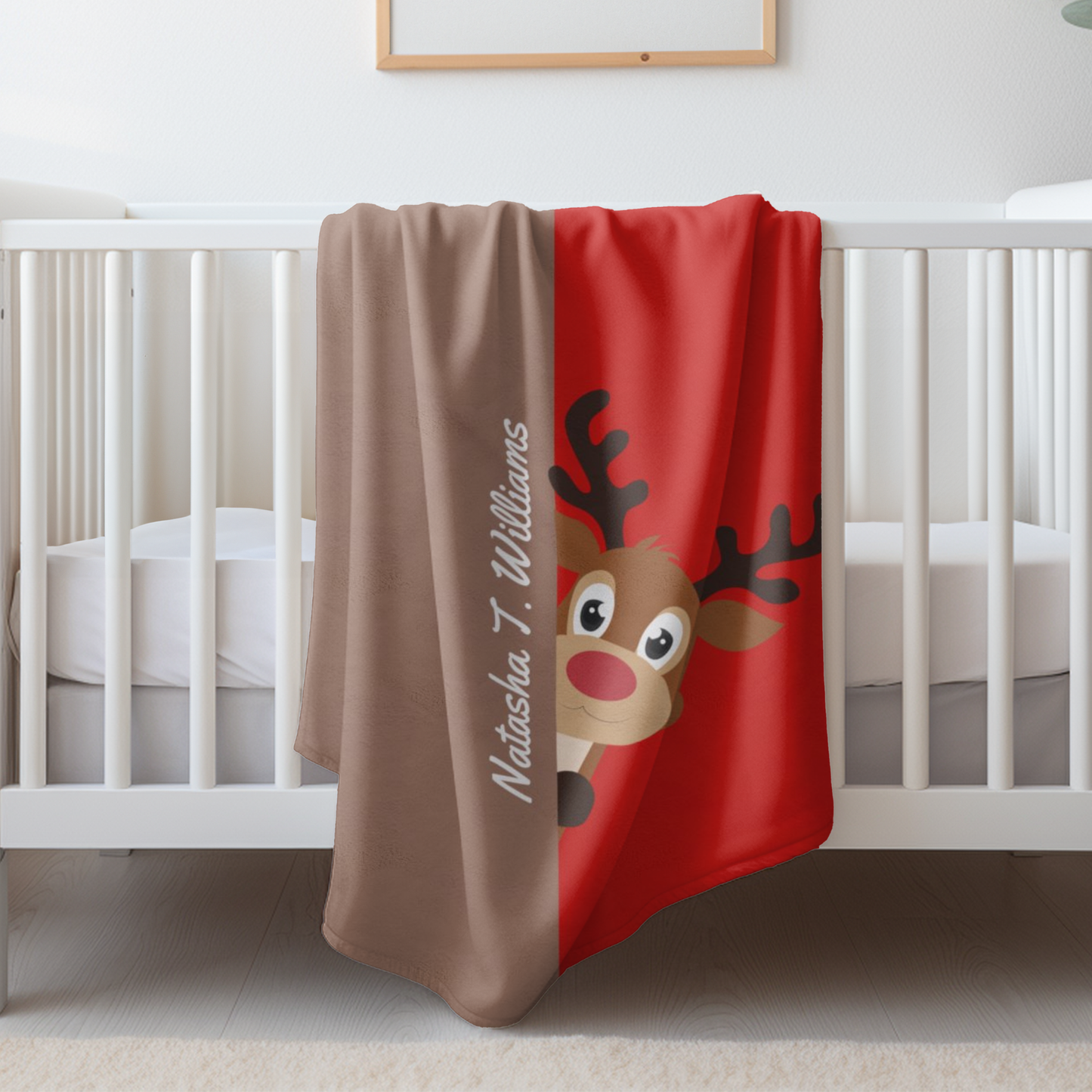 Custom Velveteen Plush Blanket - Earthy Brown-Vivid Red