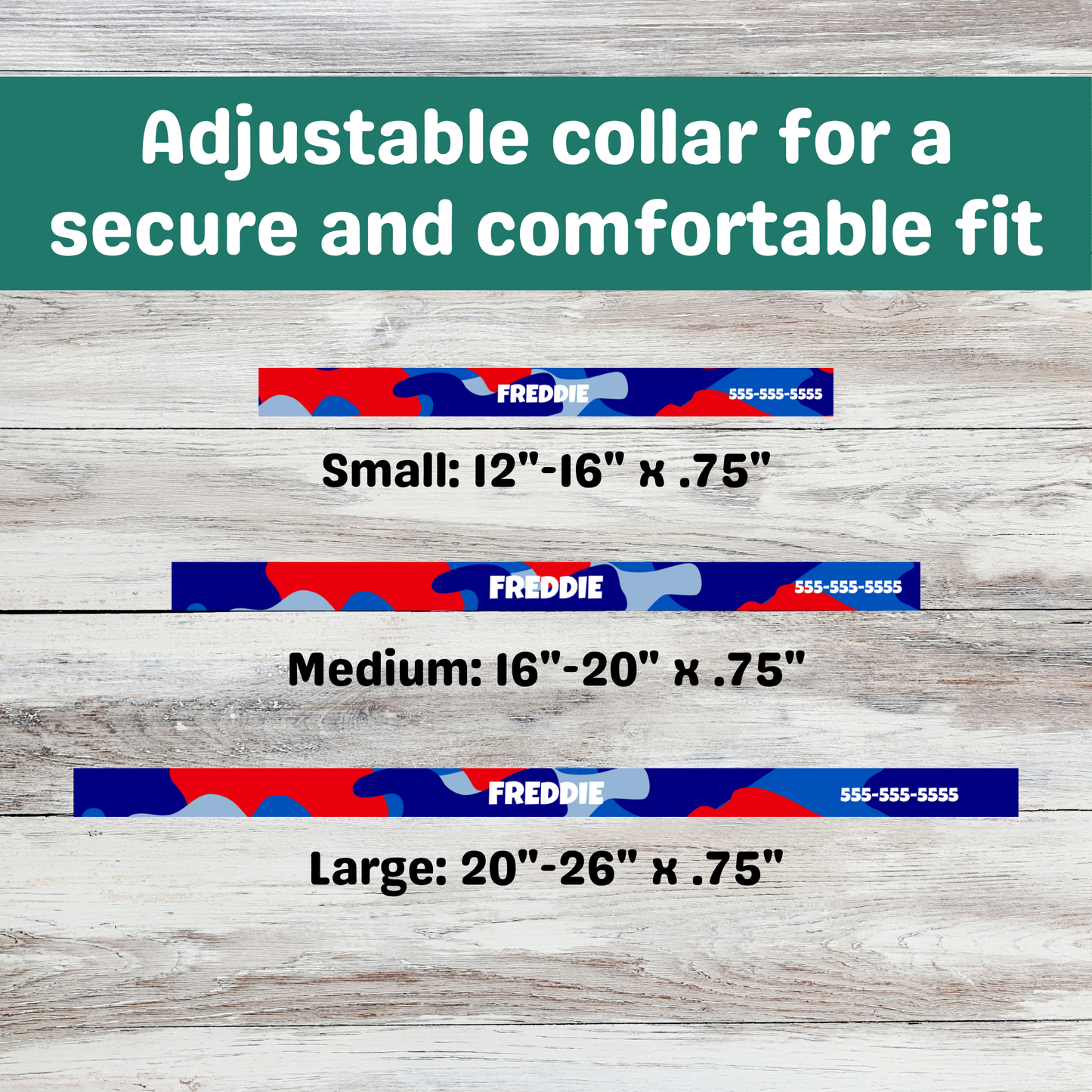 Clip-on Pet Collar - Blue-Red Camo