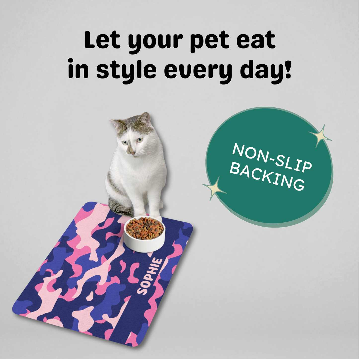 Custom Pet Food Max - Blue Pink Camouflage