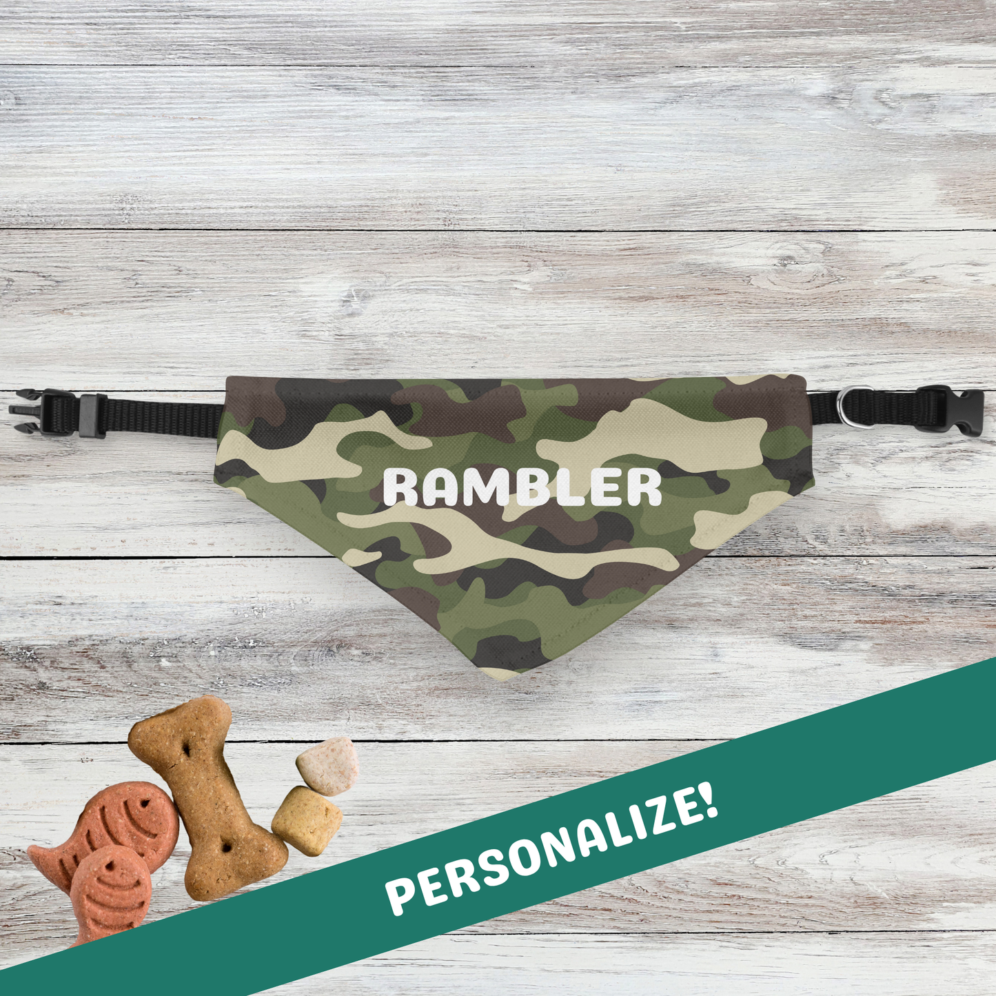 Personalized Clip-on Pet Bandana - Camo