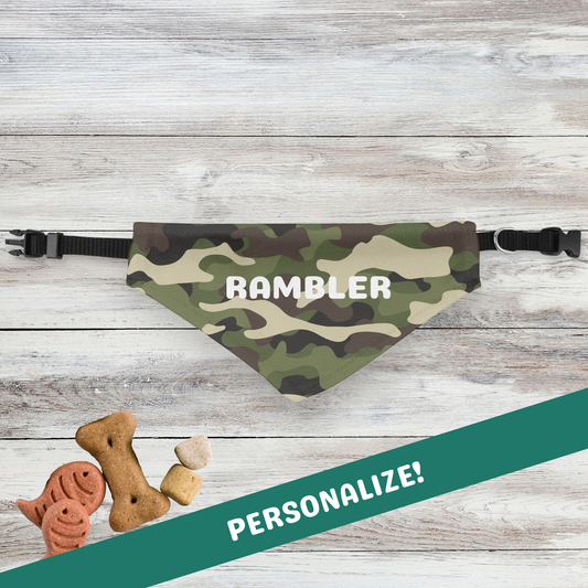 Personalized Clip-on Pet Bandana - Camo