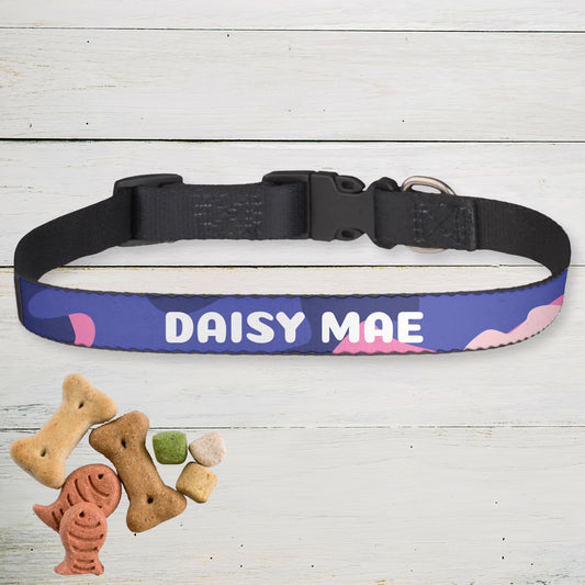 Clip-on Pet Collar - Blue/Pink Camo