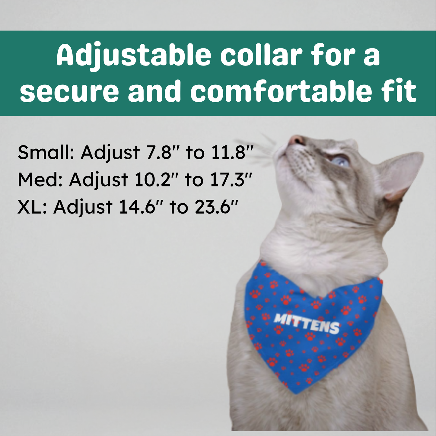 Personalized Clip-on Pet Bandana - Blue with Red Paw Prints