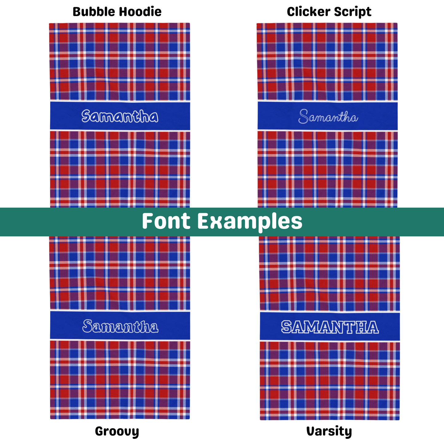 Custom Velveteen Plush Blanket - Red, White & Blue Plaid