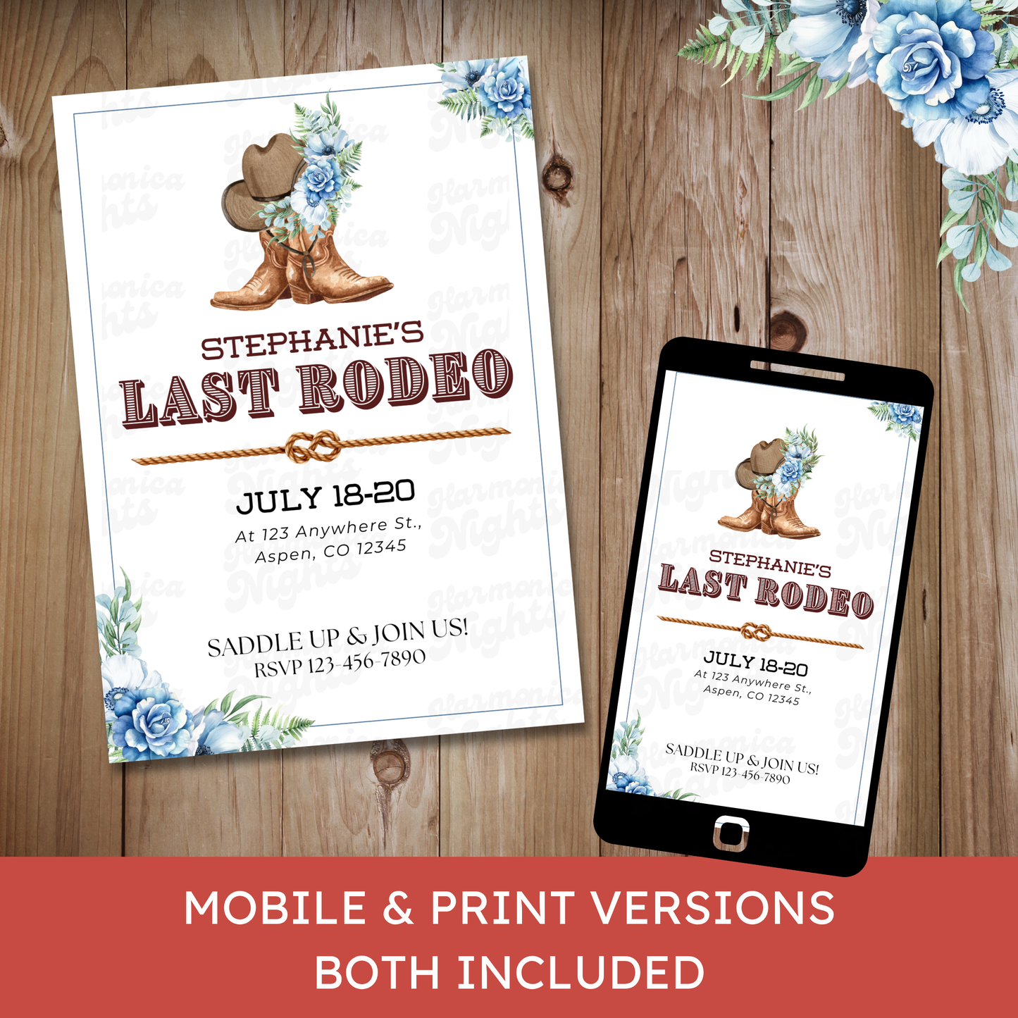 Last Rodeo Bachelorette Templates: Blue