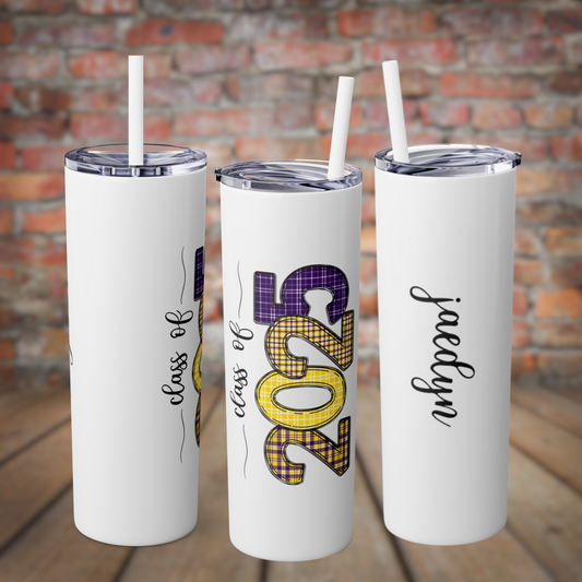 Skinny Tumbler with Straw - Purple & Yellow 2025