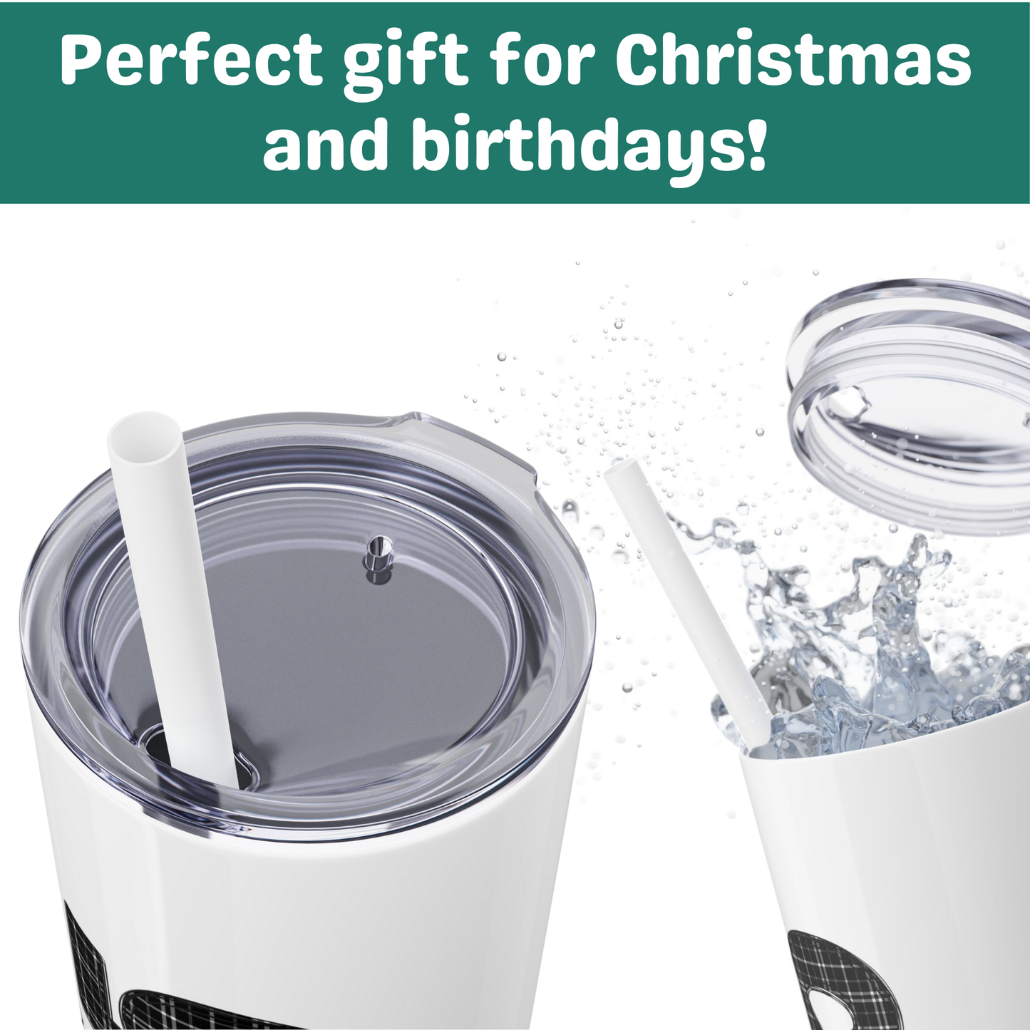 Skinny Tumbler with Straw - Orange & Black 2025