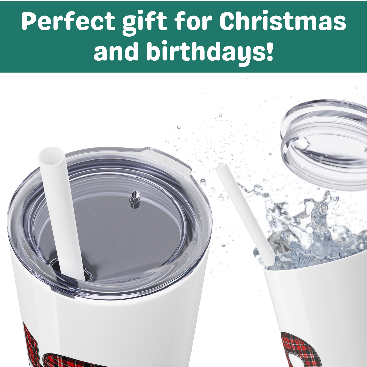 Skinny Tumbler with Straw - Black & Red 2025