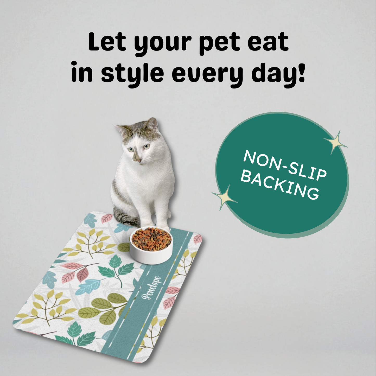 Custom Pet Food Mat - Whispering Leaves