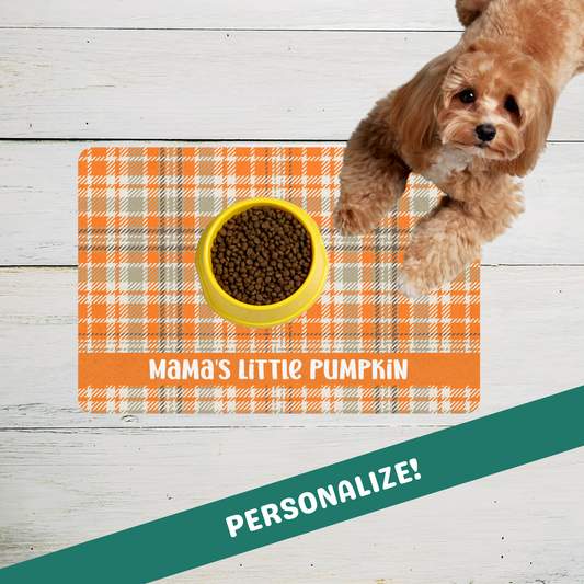 Custom Pet Food Mat - Fall Plaid