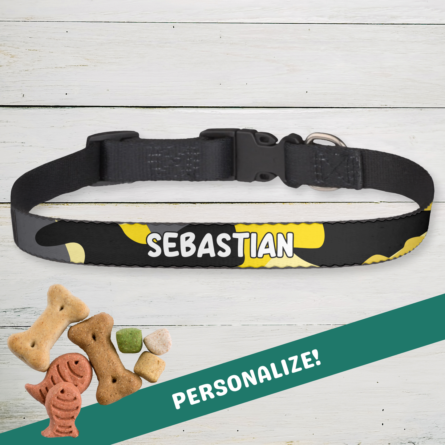 Clip-on Pet Collar - Yellow Camo