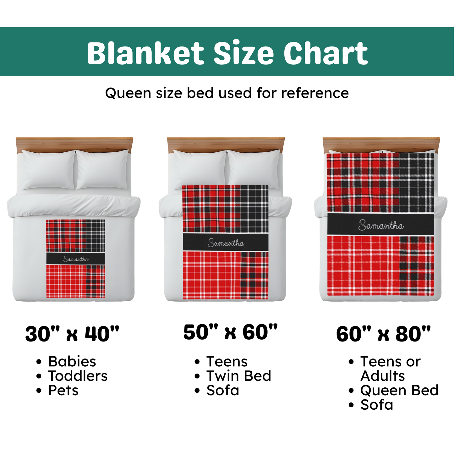 Custom Velveteen Plush Blanket - Red & Black Plaid