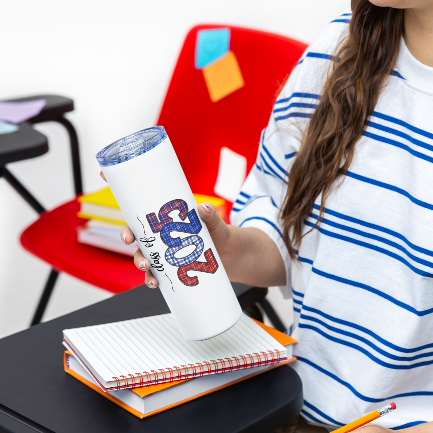 Skinny Tumbler with Straw - Red, White & Blue 2025