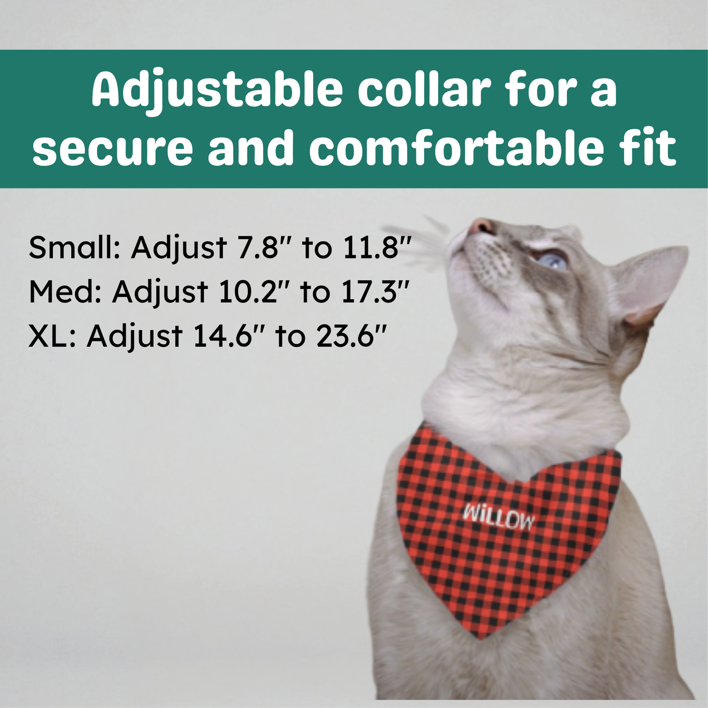 Personalized Clip-on Pet Bandana - Buffalo Plaid