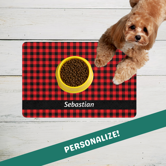 Custom Pet Food Mat - Buffalo Plaid