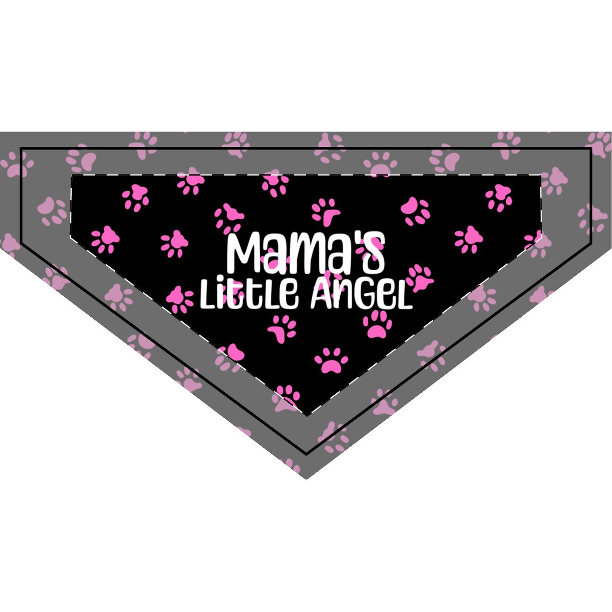 Personalized Clip-on Pet Bandana - Black with Pink Paw Prints