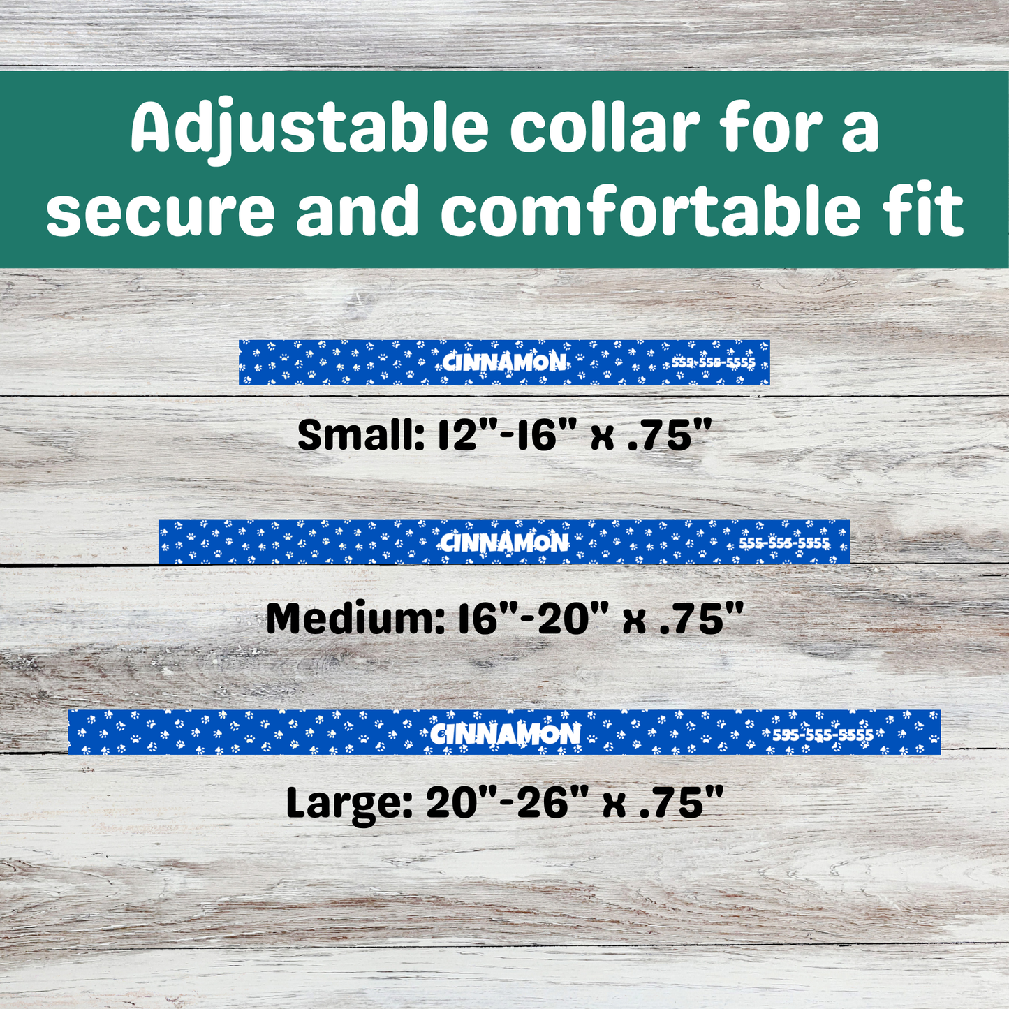 Clip-on Pet Collar - Blue with White Paw Prints