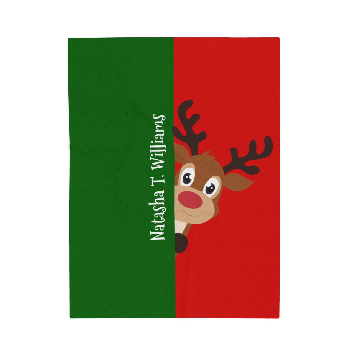 Custom Velveteen Plush Blanket - Christmas Green-Vivid Red