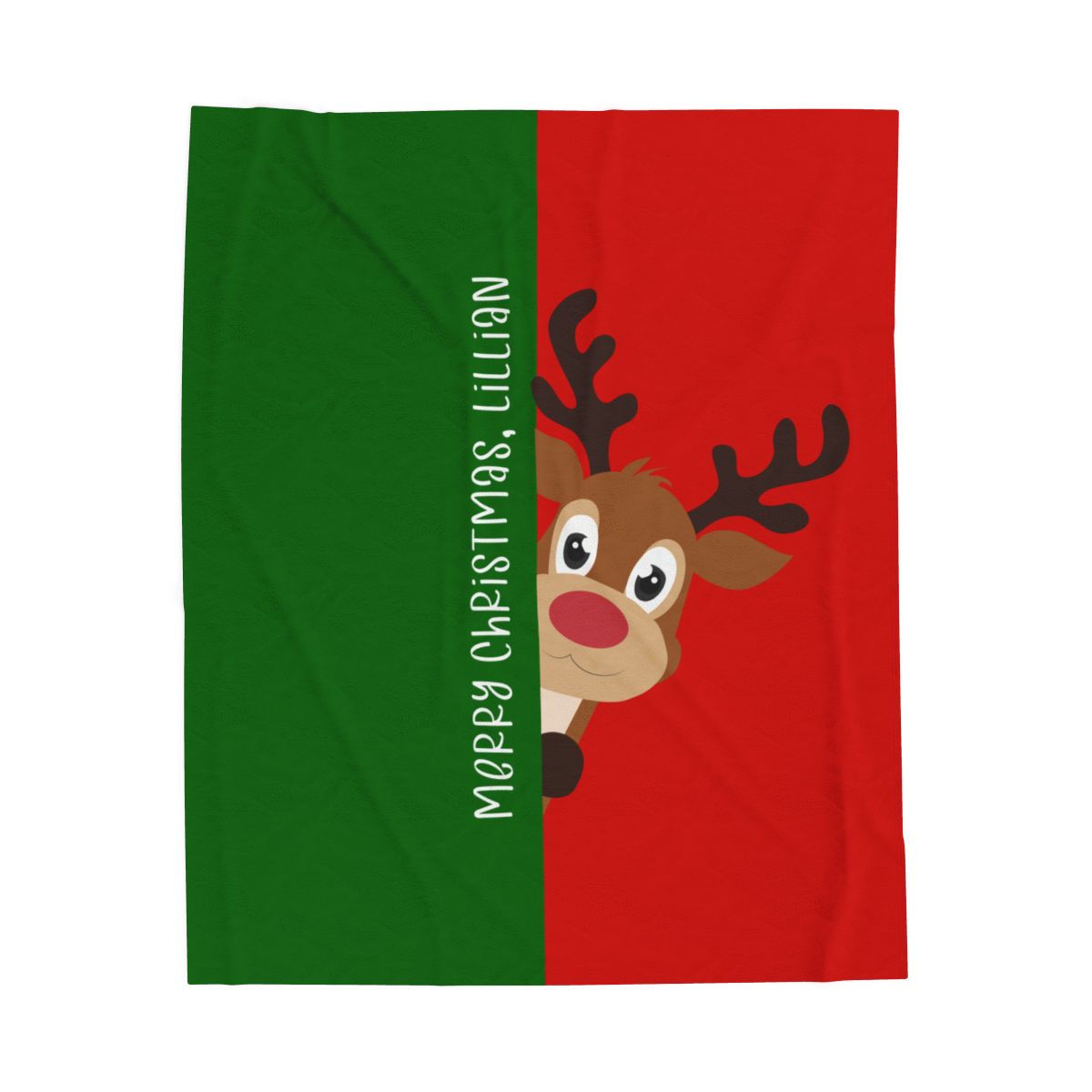 Custom Velveteen Plush Blanket - Christmas Green-Vivid Red
