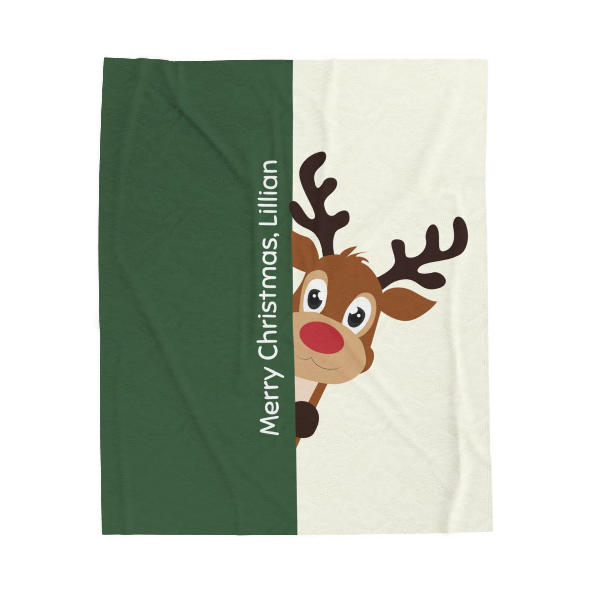 Custom Velveteen Plush Blanket - Gray Green-Ivory